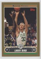 Larry Bird (White Jersey Shooting over Magic Johnson and Michael Cooper) #/500