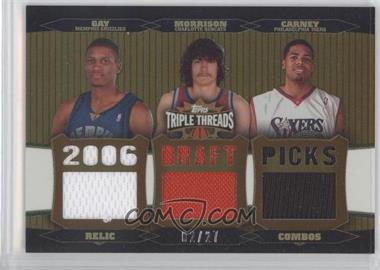 2006-07 Topps Triple Threads - Relic Combos - Sepia #TTRC-13 - Rudy Gay, Adam Morrison, Rodney Carney /27