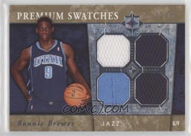 2006-07 Ultimate Collection - Premium - Gold Quad Swatches #PR-RB - Ronnie Brewer /75