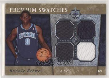 2006-07 Ultimate Collection - Premium - Gold Quad Swatches #PR-RB - Ronnie Brewer /75