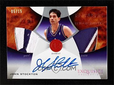 2006-07 Upper Deck Exquisite Collection - Emblems of Endorsements #EM-JS - John Stockton /15