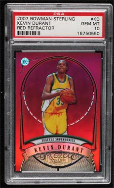 2007-08 Bowman Sterling - [Base] - Red Refractors #KD - Kevin Durant /50 [PSA 10 GEM MT]