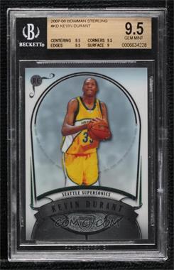 2007-08 Bowman Sterling - [Base] #KD - Kevin Durant [BGS 9.5 GEM MINT]