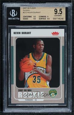 2007-08 Fleer - [Base] - Glossy #212 - Kevin Durant [BGS 9.5 GEM MINT]