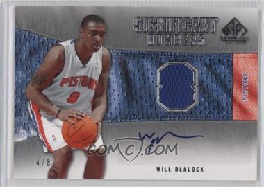 2007-08 SP Game Used - Significant Numbers - Autographs #SNA-WB - Will Blalock /8