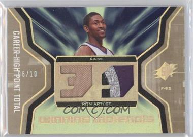 2007-08 SPx - Winning Materials Jersey - Patch #WMJ-AR - Ron Artest /10