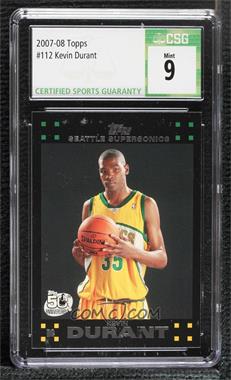 2007-08 Topps - [Base] #112 - Kevin Durant [CSG 9 Mint]