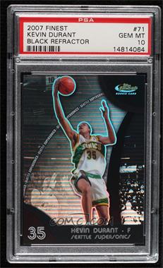 2007-08 Topps Finest - [Base] - Black Refractor #71 - Kevin Durant /75 [PSA 10 GEM MT]