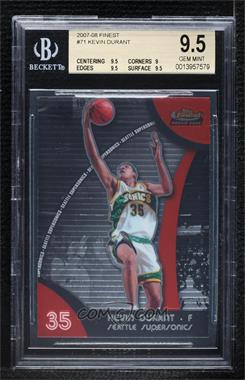 2007-08 Topps Finest - [Base] #71 - Kevin Durant [BGS 9.5 GEM MINT]