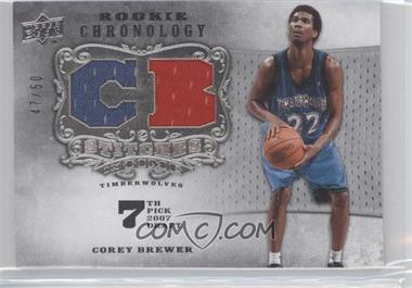 2007-08 Upper Deck Chronology - Stitches in Time Memorabilia - Player Initials #SIT-CB - Corey Brewer /50