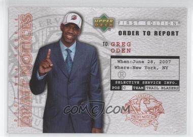 2007-08 Upper Deck First Edition - Draft Notices #DN1 - Greg Oden