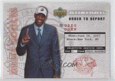 2007-08 Upper Deck First Edition - Draft Notices #DN1 - Greg Oden