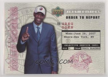 2007-08 Upper Deck First Edition - Draft Notices #DN1 - Greg Oden