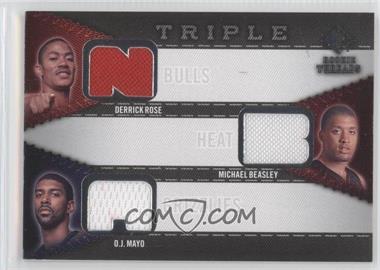 2008-09 SP Rookie Threads - Rookie Threads Triple #RTT-MBR - Derrick Rose, Michael Beasley, O.J. Mayo