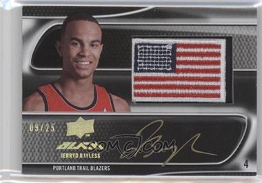 2008-09 UD Black - Flag Patch Autographs - Gold #US-JB - Jerryd Bayless /25