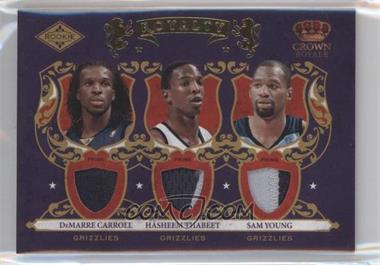 2009-10 Crown Royale - Rookie Royalty - Materials Prime #9 - DeMarre Carroll, Hasheem Thabeet, Sam Young /25