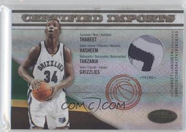 2009-10 Panini Certified - Certified Imports - Materials Prime #05 - Hasheem Thabeet /25