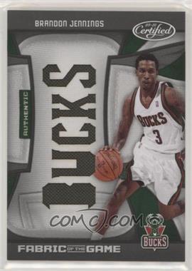 2009-10 Panini Certified - Fabric of the Game - Team Die-Cut #FOG-BJ - Brandon Jennings /25