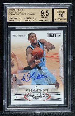 2009-10 Panini Season Update - Prestige Update Rookies - Draft Picks Rights Signatures #251 - Wes Matthews /699 [BGS 9.5 GEM MINT]