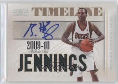 2009-10 Playoff National Treasures - Timeline Materials - Die-Cut Custom Names Signatures #4 - Brandon Jennings /30