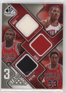 2009-10 SP Game Used - 3 Star Swatches - Level 1 #3S-HDP - Derrick Rose, Luol Deng, Scottie Pippen /125