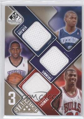 2009-10 SP Game Used - 3 Star Swatches - Level 1 #3S-TBS - Ronnie Brewer, Cedric Simmons, Tyrus Thomas /125