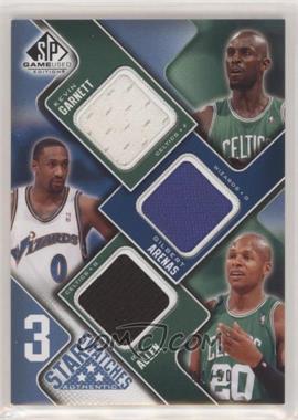 2009-10 SP Game Used - 3 Star Swatches - Level 2 #3S-AGA - Gilbert Arenas, Kevin Garnett, Ray Allen /50