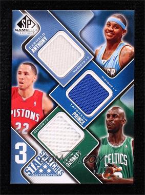 2009-10 SP Game Used - 3 Star Swatches - Level 2 #3S-GPA - Carmelo Anthony, Tayshaun Prince, Kevin Garnett /50