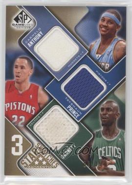 2009-10 SP Game Used - 3 Star Swatches - Level 3 #3S-GPA - Carmelo Anthony, Tayshaun Prince, Kevin Garnett /35