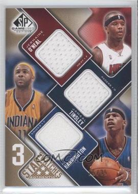 2009-10 SP Game Used - 3 Star Swatches - Level 3 #3S-MTO - Jermaine O'Neal, Jamaal Tinsley, Al Harrington /35
