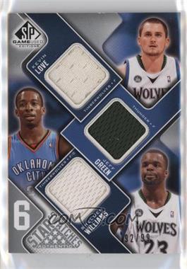 2009-10 SP Game Used - 6 Star Swatches #_LGWFHW - Kevin Love, Jeff Green, Shelden Williams, Raymond Felton, Devin Harris, Dwyane Wade /99 [EX to NM]