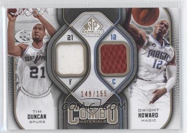 2009-10 SP Game Used - Combo Materials - Level 1 #CM-DH - Tim Duncan, Dwight Howard /155