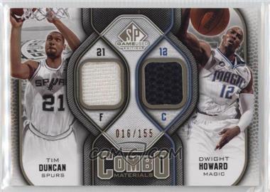 2009-10 SP Game Used - Combo Materials - Level 1 #CM-DH - Tim Duncan, Dwight Howard /155