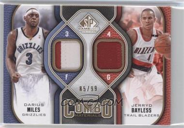 2009-10 SP Game Used - Combo Materials - Patch #CP-MB - Jerryd Bayless, Darius Miles /99