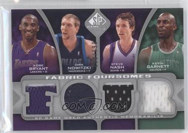 2009-10 SP Game Used - Fabric Foursomes #F4-BNGN - Kobe Bryant, Dirk Nowitzki, Steve Nash, Kevin Garnett /199