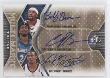 2009-10 SP Game Used - Multi Marks Triple Autographs #MT-BBC - Bobby Brown, Corey Brewer, Mike Conley /100