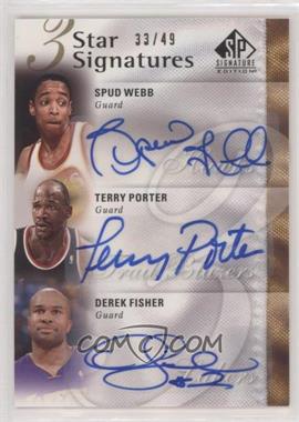 2009-10 SP Signature Edition - 3 Star Signatures #3S-FWP - Spud Webb, Terry Porter, Derek Fisher /99