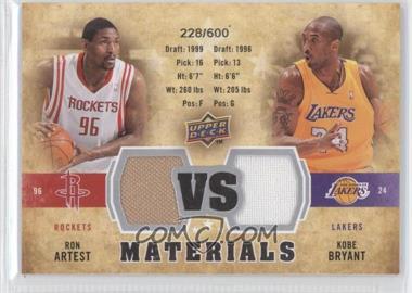 2009-10 Upper Deck - VS Dual Materials #VS-BA - Kobe Bryant, Ron Artest /600