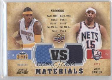 2009-10 Upper Deck - VS Dual Materials #VS-CA - Vince Carter, Carmelo Anthony /600