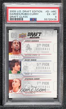 2009-10 Upper Deck Draft Edition - Draft Class #D-HRC - James Harden, Ricky Rubio, Stephen Curry [PSA 6 EX‑MT]