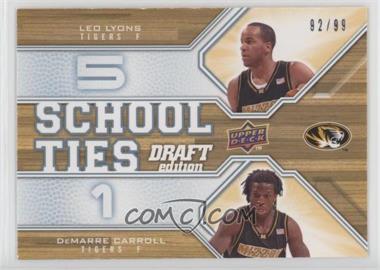 2009-10 Upper Deck Draft Edition - School Ties - Blue #ST-MT - DeMarre Carroll, Leo Lyons /99