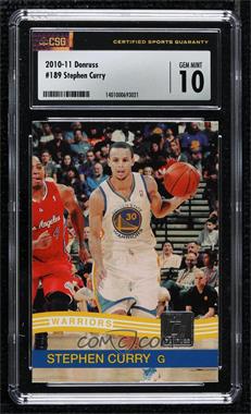 2010-11 Donruss - [Base] #189 - Stephen Curry [CSG 10 Gem Mint]