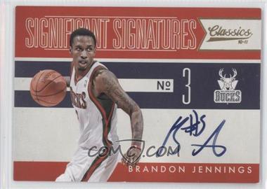 2010-11 Panini Classics - Significant Signatures #13 - Brandon Jennings /99