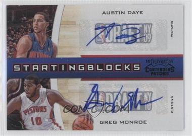 2010-11 Playoff Contenders Patches - Starting Blocks - Black Autographs #5 - Austin Daye, Greg Monroe /10
