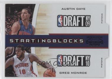 2010-11 Playoff Contenders Patches - Starting Blocks - Black Die-Cut #5 - Austin Daye, Greg Monroe /49