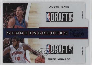 2010-11 Playoff Contenders Patches - Starting Blocks - Black Die-Cut #5 - Austin Daye, Greg Monroe /49