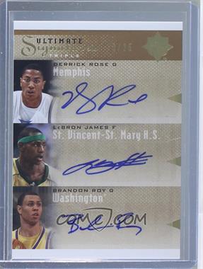 2010 Ultimate Collection - Ultimate Signatures Triple #T-JRR - Derrick Rose, LeBron James, Brandon Roy /25