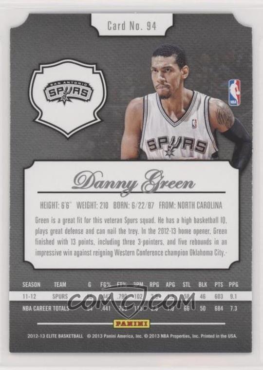 2012 13 Elite Base Aspirations Die Cut 94 Danny Green 96