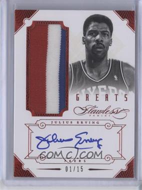 2012-13 Panini Flawless - Greats Patches Autographs - Ruby #14 - Julius Erving /15