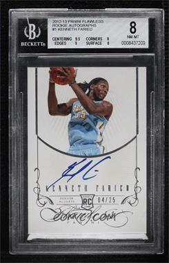 2012-13 Panini Flawless - Rookie Autographs #1 - Kenneth Faried /25 [BGS 8 NM‑MT]